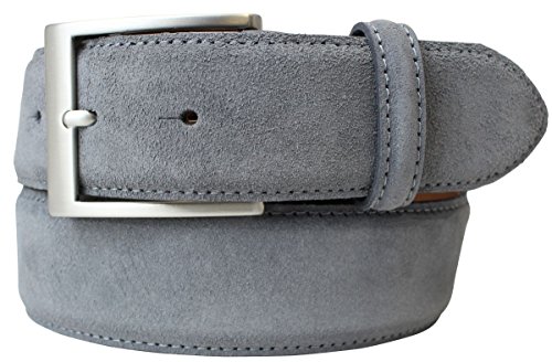 BELTINGER Hochwertiger Gürtel mit Edelstahl-Gürtelschnalle aus Veloursleder 4 cm | Velour-Ledergürtel für Damen Herren 40mm | Wildleder-Gürtel 4cm | Dunkelgrau 80cm