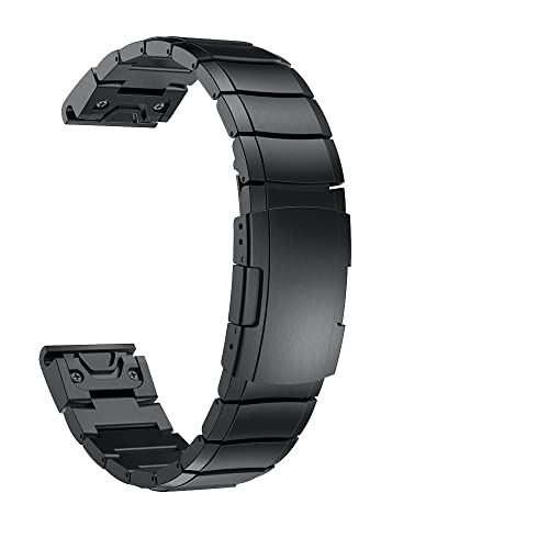 BANDKIT Uhrenarmband für Garmin Fenix 6, 6X, 6S, Pro, 5X, 5, 5S, 3HR, D2, S60, 26, 20 mm, Schnellverschluss, Edelstahl-Armband, For Fenix 6X 5X Plus, Achat