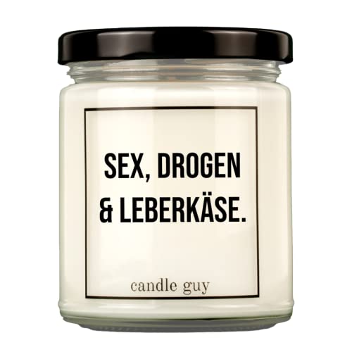 candle guy Duftkerze | Sex, Drogen & Leberkäse. | Handgemacht aus 100% Sojawachs | 70 Stunden Brenndauer