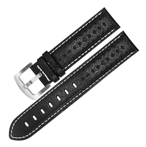 SpaRcz Echtleder-Armbandkette mit Nadelschnalle, schwarzbraun, Armband-Zubehör, 20mm, Farbe 1, 20mm