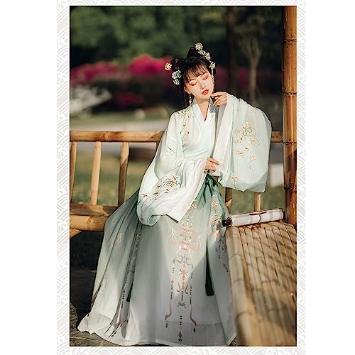 OZMDXKJ Traditionelles chinesisches Hanfu-Deluxe-chinesisches Prinzessinnen-Hanfu-Cosplay-Outfit, S = Brustumfang 88 cm, Hellgrün