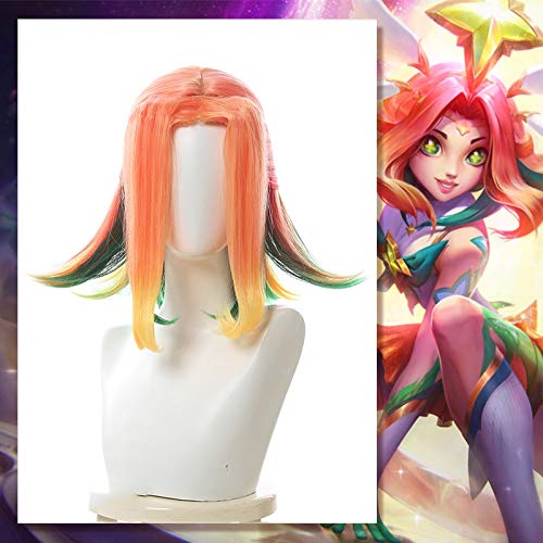 LINLINCD-Spiel Lol Star Guardian Neeko Cosplay Perücken Kurze Mischfarbe Hitzebeständige synthetische Haarperücke