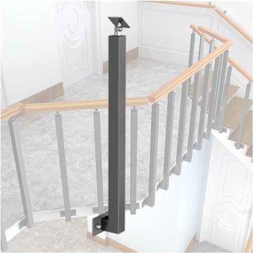 Terrassengeländer für Treppen/Terrasse/Veranda – 1/4/10/20 Stück, seitlich montierte Metallspindeln, quadratischer Treppengeländerpfosten mit Schrauben-Set, schwarz, 1 Packung, 120 cm