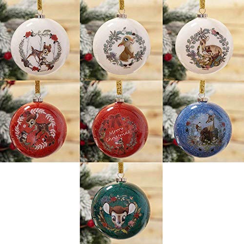 Widdop Disney Bambi & Enchanted Forest Friends Set mit 7 glitzernden Christbaumkugeln