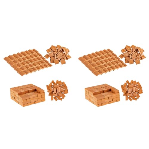 SICOSALT 400 StüCke Mini BricksandRoof Fliesen Modellbau Set GefäLschte Rote Ziegel Landschaftsbau Ziegel Puppenhaus DIY Garten ZubehöR