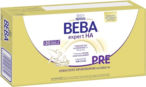 Nestlé BEBA EXPERT HA PRE Hydrolysierte Anfangsnahrung, Säuglingsnahrung von Geburt an, 32er Pack (32 x 90ml)