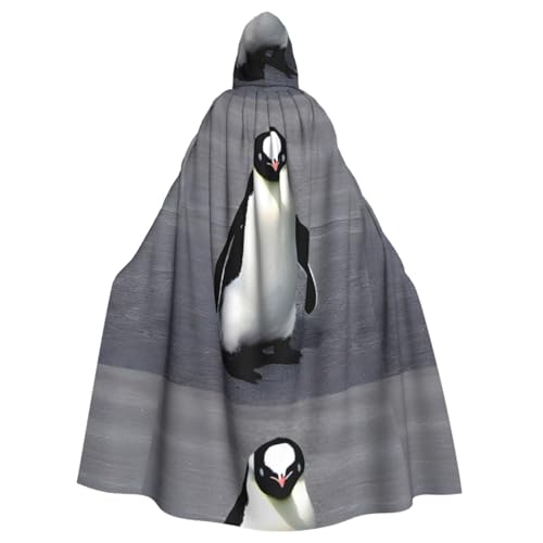 WURTON Niedlicher Pinguin-Druck, Eleganz, Kapuzenumhang für Halloween, Karneval, Mottopartys, Cosplays, Erwachsene, Unisex