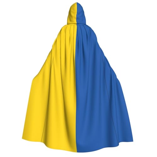 WURTON Umhang mit Kapuze für Damen und Herren, Motiv: Flagge der Ukraine, für Halloween, Karneval, Cosplay, Mottopartys