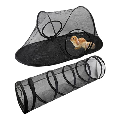 Outdoor Pet Cat Enclosure | Zelt mit Tunneln für Indoor & Outdoor Katzen, Tragbares Haustier-Laufstall, Faltbares Katzenzelt für Katzen, Kitty und Kleintiere