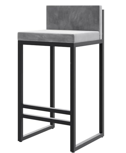 Barhocker Barstühle Barstuhl Samt Barhocker Schwarz Eisen Bar Stuhl Hohe Hocker Für Restaurants Esszimmer Stuhl Bar Stühle Barsessel(Gray,55cm/21.7")