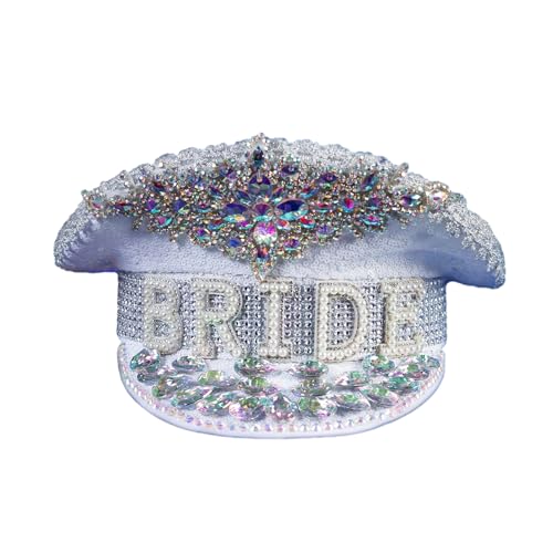 LIbgiubhy Hochzeit Braut Hut Erwachsene Strass Hut Karneval Party Kostüm Braut Hochzeit Hut Kapitän Teenager Hochzeitsbedarf