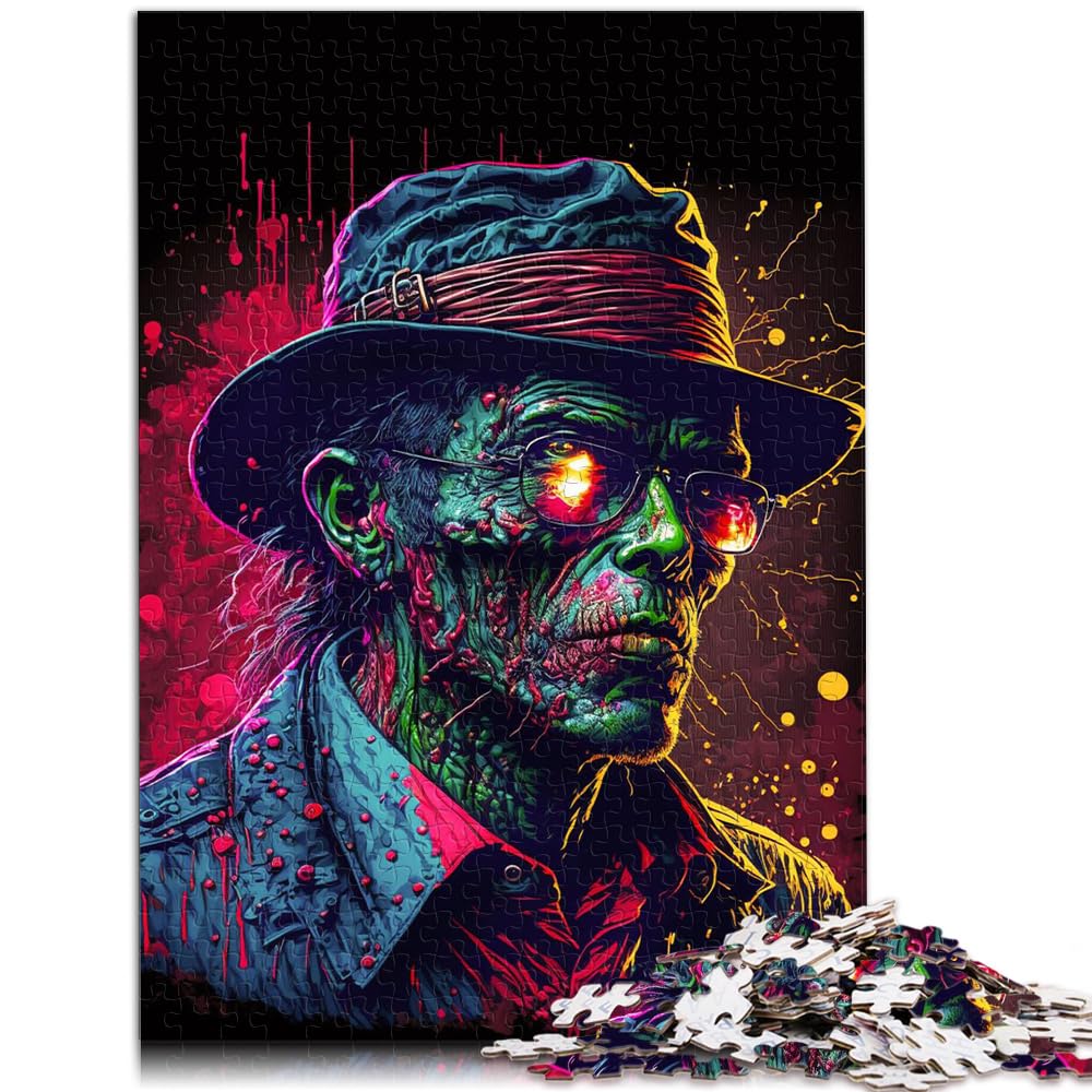 Puzzles Geschenk Gangster-Zombie-Denken 1000-teiliges Puzzle für Erwachsene Holzpuzzle Familienspiel Stressabbau Schwieriges Herausforderungspuzzle 1000 Teile (50 x 75 cm)