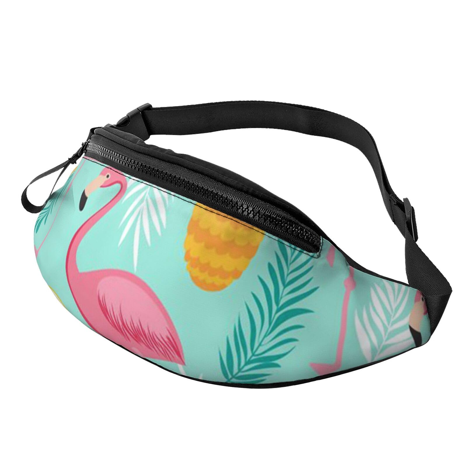 HSJFS Modische Hüfttasche mit rotem Totenkopf-Motiv, verstellbarer Gürtel, lässige Brusttasche, Flamingo, Einheitsgröße