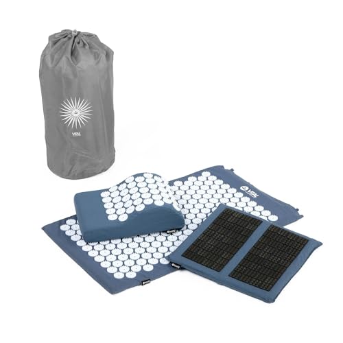 Akupressur-Set VITAL DELUXE SPIKY: Akupressur-Matte (74 x 44 cm), Kisssen und -Fußmatte im günstigen Set, vitalisierend, für Rücken und Nacken (blau)