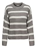 JdY Damen JDYJUSTY L/S Stripe Pullover KNT NOOS Strickpullover, December Sky/Stripes:Eggnog, M