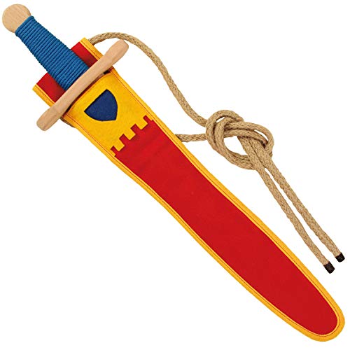 Schwertset Landsknecht rot/gelb aus Buchenholz 48cm (940) – Spielzeugmanufaktur Vah [Made in Germany | traditionelles Handwerk]