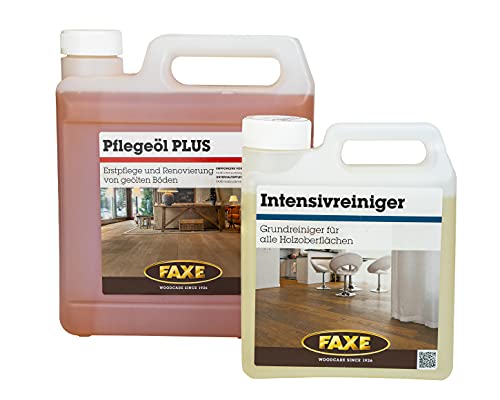 Eco-Werk Set Faxe Pflegeöl Plus 2,5 L u. Intensivreiniger 1 L, Holzöl, Parkettöl, Hartöl, Erstpflege, Renovierung