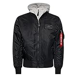 Alpha Industries Herren MA-1 D-Tec Bomberjacke, Schwarz (Black/Black 515), Small