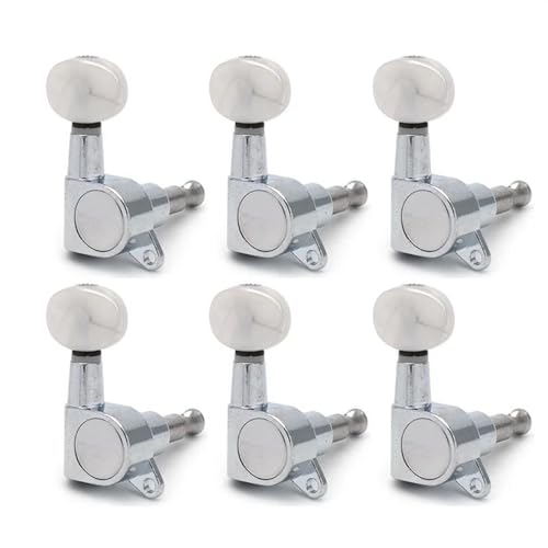 Strings Tuning Pegs Mechaniken Für Gitarre Gitarre Locking String Tuning Pegs Mechaniken White Pearl für E-Gitarre Chrom (Color : 3)