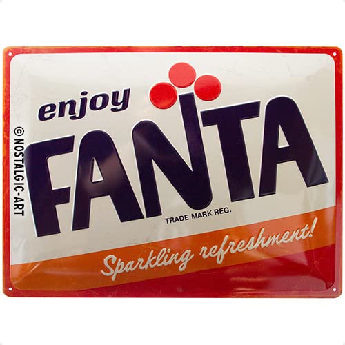 Nostalgic-Art Retro Blechschild, 30 x 40 cm, Fanta – Logo – Geschenk-Idee als Bar-Zubehör, aus Metall, Vintage Design