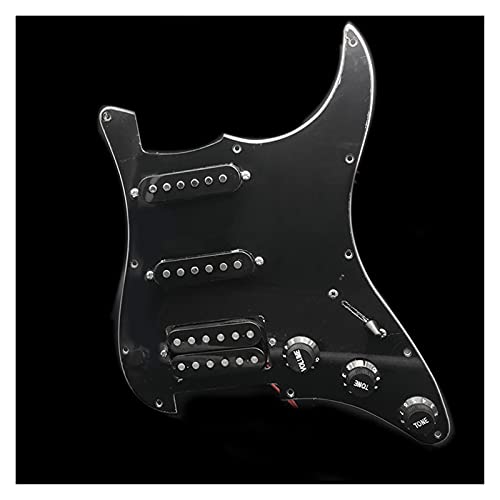 Geladene Elektrische Gitarre Geladen Ssh Humbucker-Pickups Set Für Stecken E-Gitarre Schwarz Weiß Geladenes Schlagbrett (Color : Black)