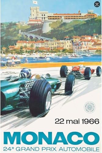 HfmQuisutron Retro Racing Monaco Poster Puzzle 1000 Teile Holzpuzzle für Erwachsene Kinder Lernspiel Familie Dekompression Spielzeug Geschenk Qd51Kz