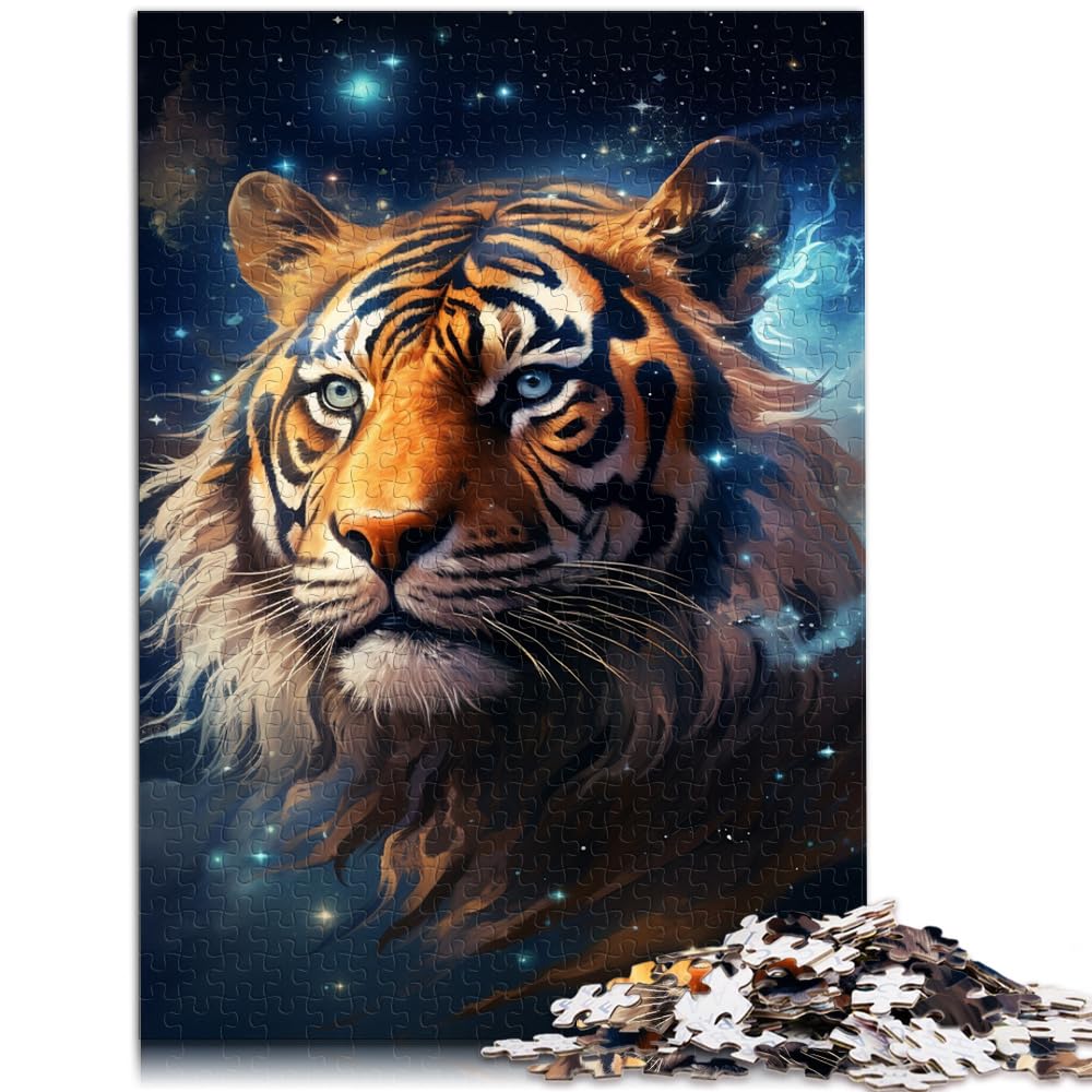 Puzzles für Galaxien-Tiger für Erwachsene, 1000 Teile, Puzzle aus Holz, Familienspiel zum Stressabbau, schwieriges Herausforderungspuzzle, 1000 Teile (50 x 75 cm)