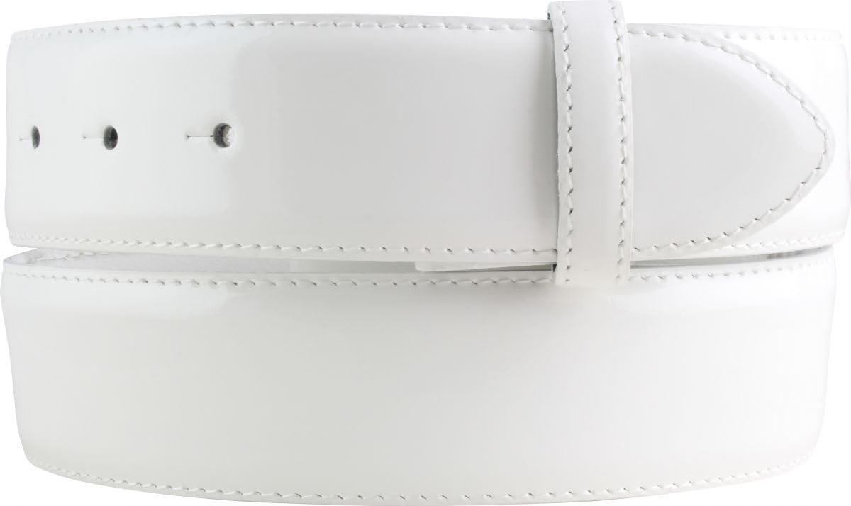 BELTINGER Wechselgürtel aus Lack-Leder ohne Schnalle 4 cm | Glänzender Ledergürtel 40mm für Damen | Eleganter Gürtel | Weiß 85cm