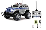 JAMARA 410032 - Polizei Panzerwagen Monstertruck 1:12 LED 27MHz - 11 LED Signallichter ausschaltbar, 2 große Frontscheinwerfer, grobe Reifen,gesperrte Hinterachse für hohe Traktion, stabile Karosserie