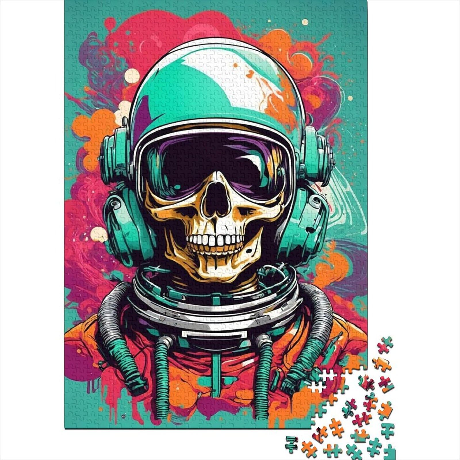 Yuskull Astronauten-Holzpuzzle für Teenager, Geschenke, Kunst-Puzzles für Erwachsene, 1000 Teile, Holzpuzzles für Erwachsene und Teenager (Größe: 75x50cm)