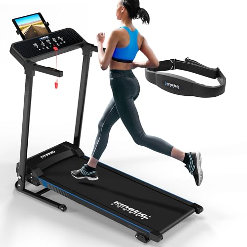 Kinetic Sports KST4600FX Laufband inkl. Pulsgurt klappbar elektrisch 1100 Watt leiser Elektromotor 12 Programme, bis 120kg, bis 12 km/h, GEH- und Lauftraining, Tablethalterung, Steigung verstellbar