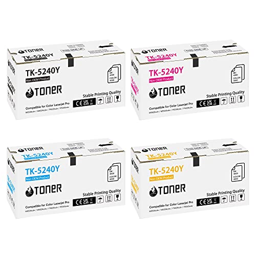 TK-5240K TK5240 Toner Kompatibel für Kyocera TK5240K TK-5240 TK-5240C TK-5240M TK-5240Y ECOSYS M5526cdw M5526cdn P5026cdw P5026cdn (Schwarz Cyan Gelb Magenta, 4er-Pack)