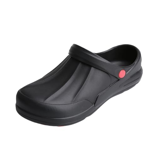 rutschfeste Küchenschuhe, Öl- Und Wasserabweisende Slip-On-Sicherheits-Kochschuhe Für Herren, Bequeme Gartensandalen, Für wasserdichte Chef Garden Hospital Restaurant Clogs Schuhe (Color : Black, SI