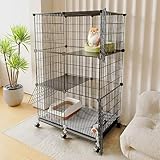 Großer abnehmbarer Katzenkäfig Laufstall für Innen Innen mit Tablett/Rädern/Hängematte, Innen-Catio-Außen-Katzengehege, Käfige, Hausbalkon, Katzenlaufstall for Critter Nation Cage