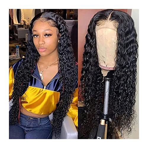 Gewellte Spitzenperücken Tiefe Welle Spitze Perücke Brazilian Courly Lace Front Human Hair Perücken HD Transparente Spitze Frontal Perücke nasse und wellenförmige T-Teile Spitzeperücke for Frauen Natü