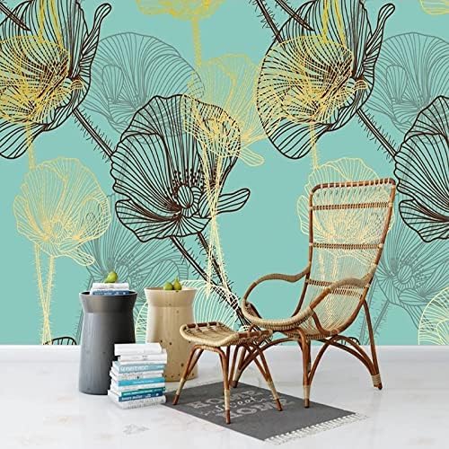 XLMING Goldene Blume Abstrakte Kunst Pflanze 3D Tapete Home Dekoration Wohnzimmer Sofa Schlafzimmer Tv Hintergrund Wand-150cm×105cm