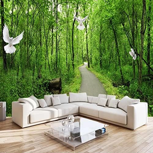 XLMING Grüner Waldweg Weiße Taube Küche Esszimmer Arbeitszimmer Wohnzimmer TV Hintergrund Wand 3D Tapete-200cm×140cm