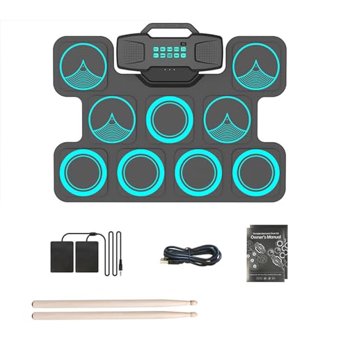 9 Pads Electric Drum Set Practice Drum Machine With Headphone Built-in Speaker Drum Pedals Drum Stick Drum Pads