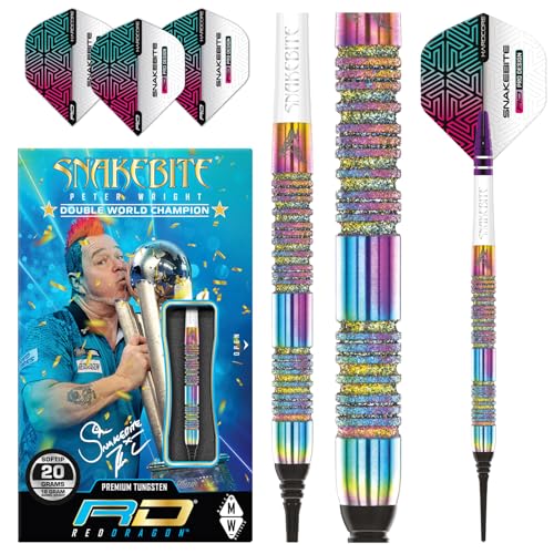 RED DRAGON Peter Snakebite Wright Diamond Fusion Spectron SE 20 Gramm Premium Wolfram Softip Dart Set mit Flüge und Schäften