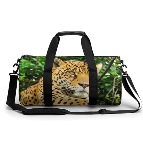 Gelber Leopard Sport Duffel Bag Sporttasche Reisetasche Handgepäck Tasche Schwimmtasche Weekender Bag 45x23x23cm