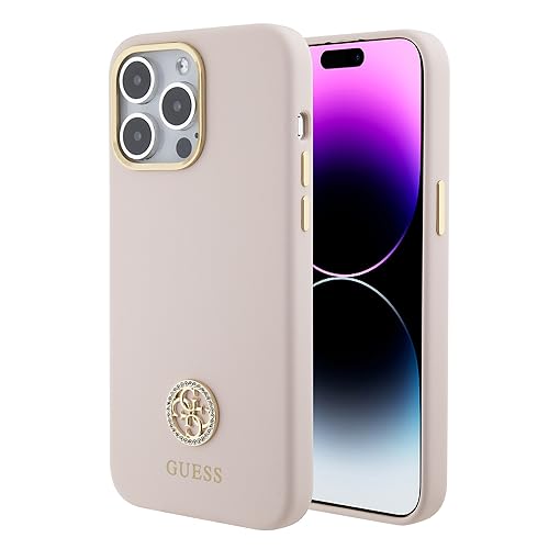 GUESS GUHCP15XM4DGPP Hülle für iPhone 15 Pro Max 6.7" Rosa hardcase Silicone Logo Strass 4G