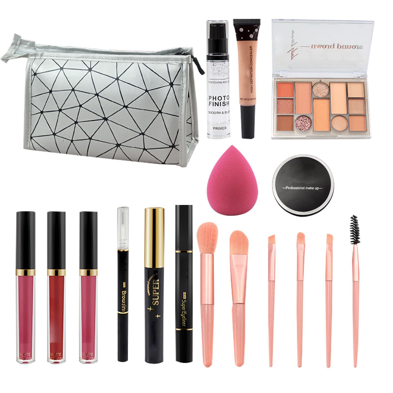 Make-up-Set für Damen, 18-teiliges komplettes Make-up-Set mit Lidschatten, Make-up-Kits, Aufbewahrungstasche, Spiegel, Make-up-Set inklusive Make-up-Sets