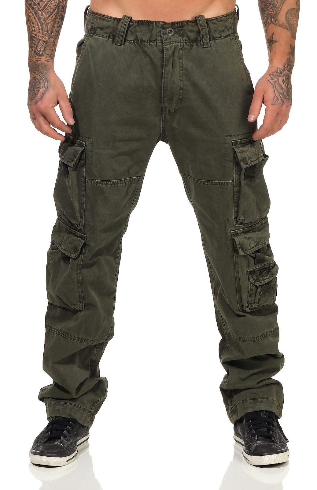 Jet Lag Herren Cargohose FW 011 Outdoor Seitentaschen Männerhose, Farbe:Oliv, L32, W31