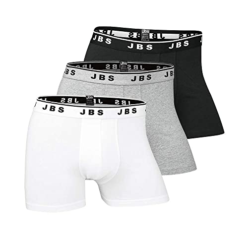 jbs Boxershorts Herren Ideale Passform durch Baumwollmix (Ohne Kratzenden Zettel), Schwarz/Weiss/Grau, Gr.- L