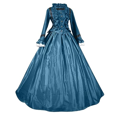 Halloween Kostüm Damen Lang Court Elegant Mittelalter Kleid Retro Renaissance Cosplay Party Ballkleid Festlich Kostüm Retro Mittelalterliche Kleidung Lang Abend Maxikleid Burgfräulein Kostüm