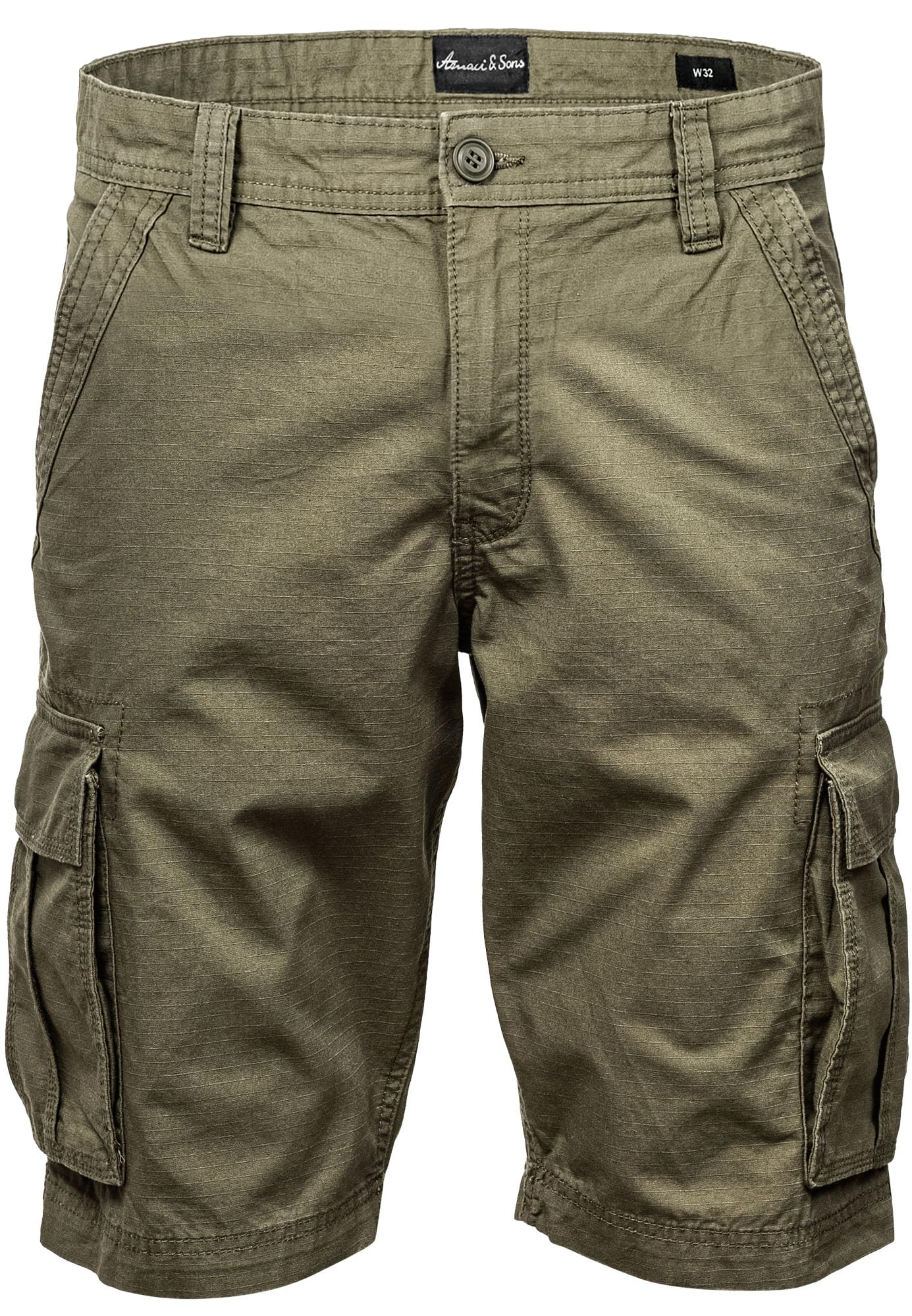 Amaci&Sons Herren Cargoshorts Männer Kurze Bermuda Hose Regular Fit 7027 Olive W32