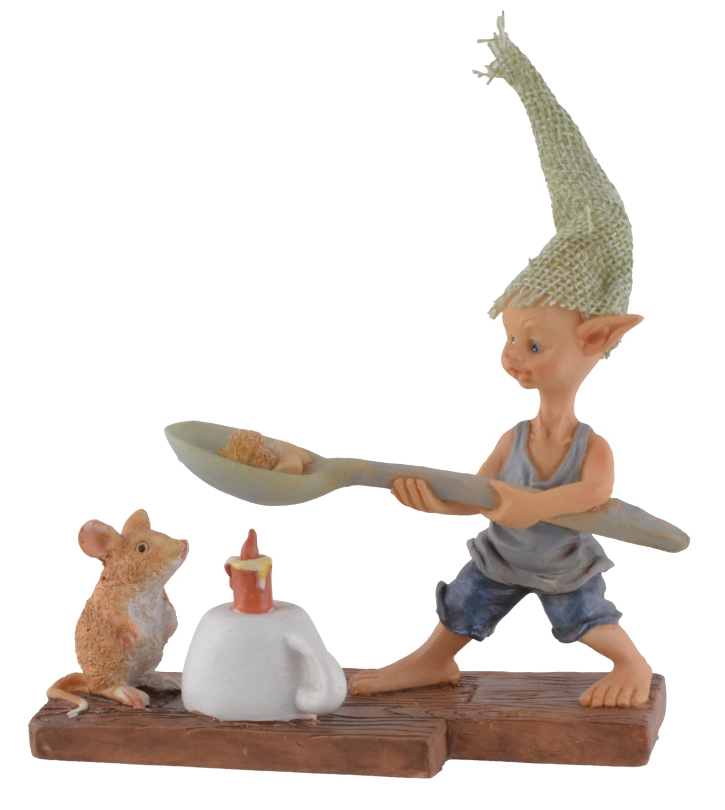 Joh. Vogler GmbH Plop Pixie und Maus Machen Popcorn über Kerze 15 cm Figur Zwerg Kobold Fee Fabelwesen Gnom