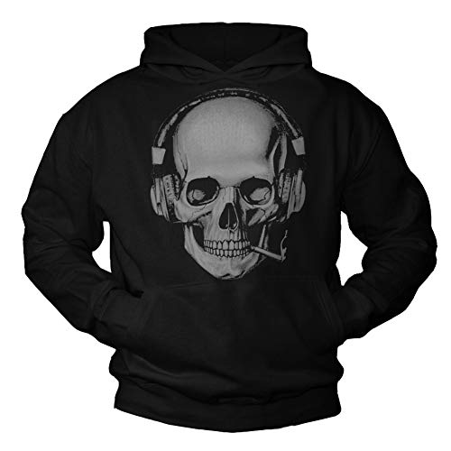 MAKAYA Sweatshirt mit Kapuze Herren - Totenkopf Skull - Kapuzenpullover Hoodie Pullover Schwarz Größe XXXL