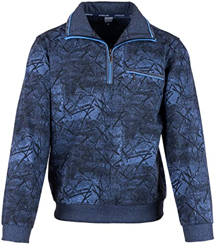 SOUNON Herren Sweatshirt, Polohemd, Pullover mit Hemdkragen, Meliert – Dunkelblau (M6), Groesse M