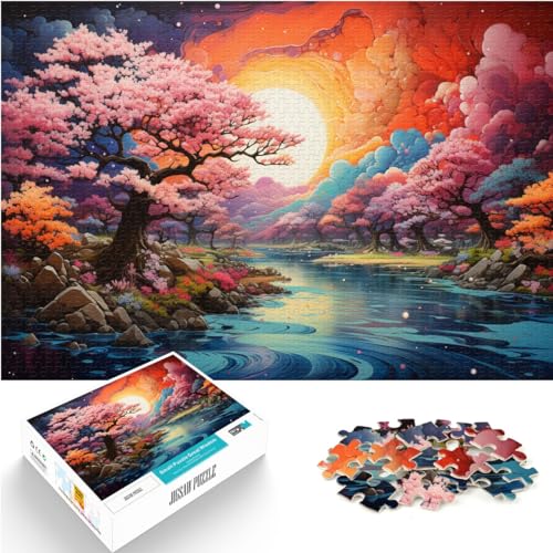 Puzzle für bunte japanische Flüsse, Kunst-Puzzle für Erwachsene, 1000 Teile, Holzpuzzle, entspannendes geistiges Lernspielzeug, 1000 Teile (50 x 75 cm)